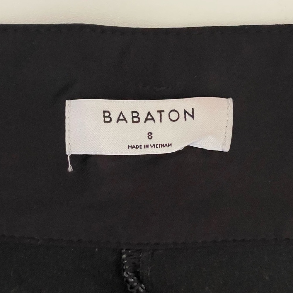 Aritzia Babaton Vegan Leather Belted Pant High Waist Tie Front Trouser Black 8 - Picture 14 of 16